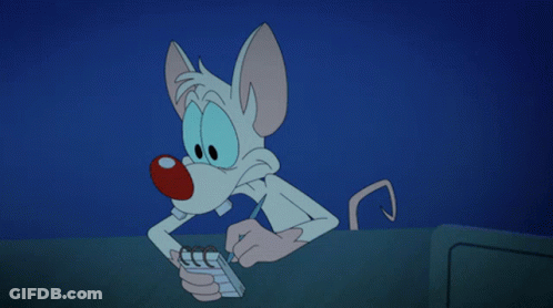 A Cartoon Drawing Of Pinky And The Brain Holding A Notebook GIF