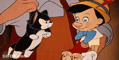 A Cartoon Drawing Of Pinocchio And Figaro GIF
