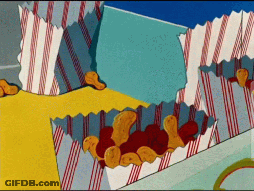 A Cartoon Drawing Of Popcorn Boxes With A Striped Pattern GIF