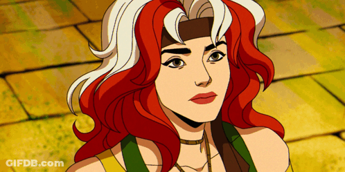 A Cartoon Drawing Of Rogue From The X-Men GIF