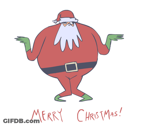 A Cartoon Drawing Of Santa Claus With The Words Merry Christmas Written Below Him GIF
