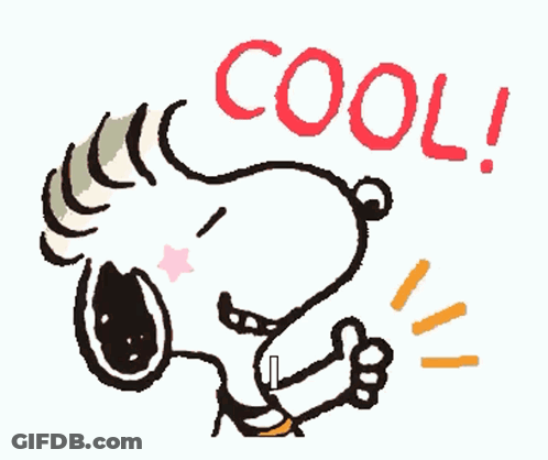 A Cartoon Drawing Of Snoopy Giving A Thumbs Up And The Words Cool Below Him GIF