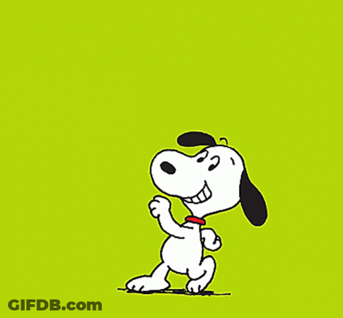 A Cartoon Drawing Of Snoopy Standing On A Green Background GIF