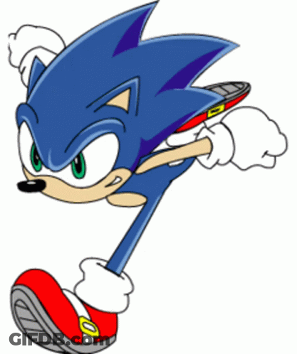 A Cartoon Drawing Of Sonic The Hedgehog Holding A Tennis Racket GIF