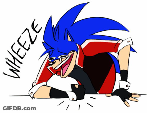 A Cartoon Drawing Of Sonic The Hedgehog With The Word Wheeze Written Below Him GIF