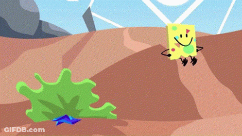 A Cartoon Drawing Of Spongebob And A Plant GIF