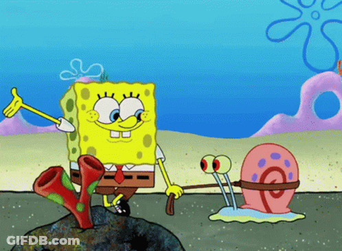 A Cartoon Drawing Of Spongebob And Gary GIF