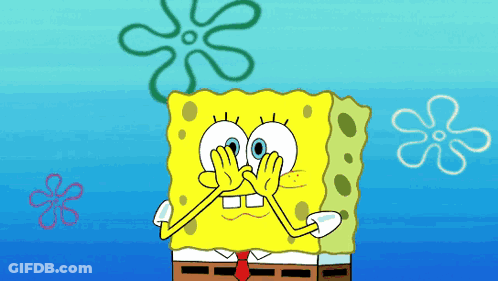 A Cartoon Drawing Of Spongebob Covering His Face With His Hands GIF