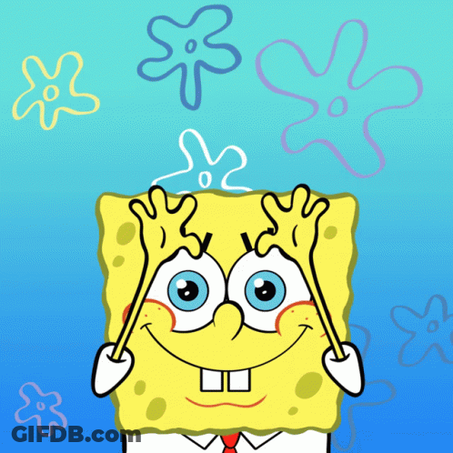 A Cartoon Drawing Of Spongebob Squarepants Covering His Face With His Hands GIF