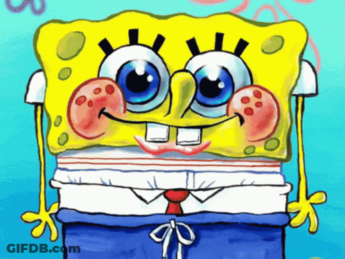 A Cartoon Drawing Of Spongebob Squarepants With A Blue Background GIF