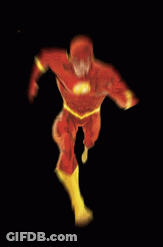 A Cartoon Drawing Of The Flash With Lightning Behind Him GIF