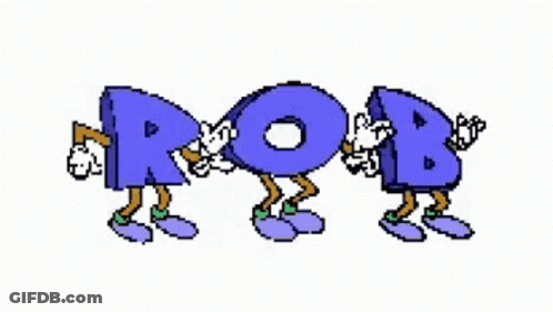 A Cartoon Drawing Of The Letters R And B With Hands And Legs GIF