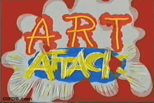 A Cartoon Drawing Of The Words Art Attack GIF