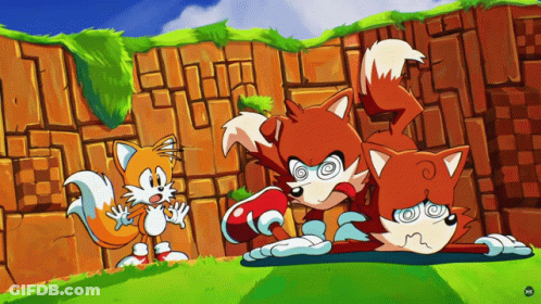 A Cartoon Drawing Of Three Foxes One Of Which Has A Spiral In His Eyes GIF