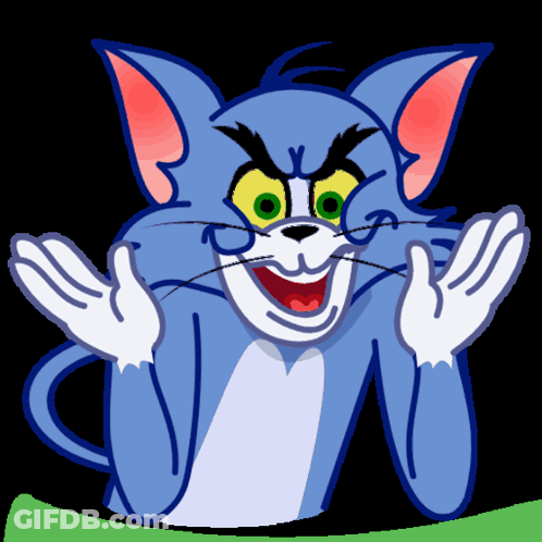 A Cartoon Drawing Of Tom From Tom And Jerry Making A Surprised Face GIF