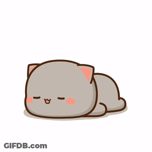 A Cartoon Drawing Of Two Cats One Laying Down And One Standing GIF