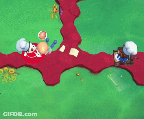 A Cartoon Drawing Of Two Chefs Cooking On A Red Surface GIF