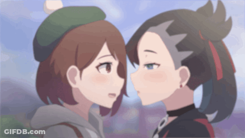 A Cartoon Drawing Of Two Girls Looking At Each Other GIF