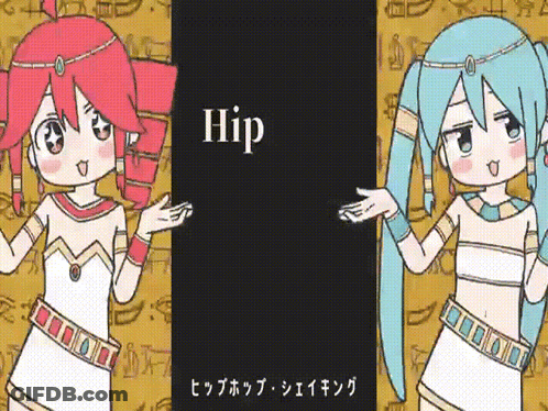 A Cartoon Drawing Of Two Girls With The Word Hip Written On It GIF