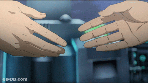 A Cartoon Drawing Of Two Hands Reaching Out GIF