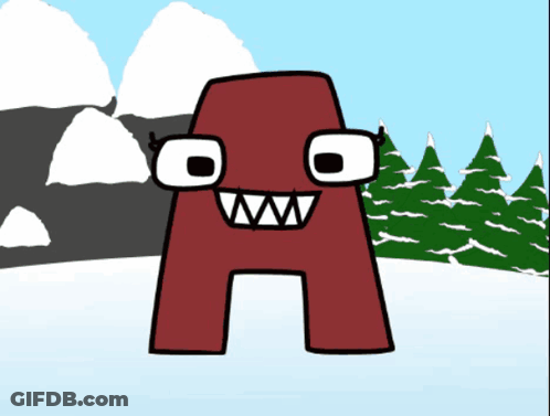 A Cartoon Drawing Of Two Letters A And R Standing In The Snow GIF