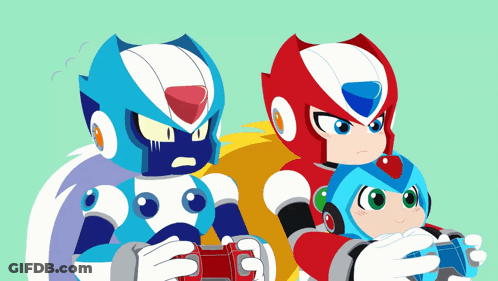 A Cartoon Drawing Of Two Robots Playing A Game GIF