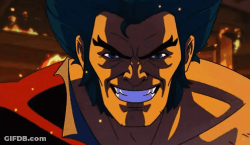 A Cartoon Drawing Of Wolverine With Sharp Claws On His Hands GIF