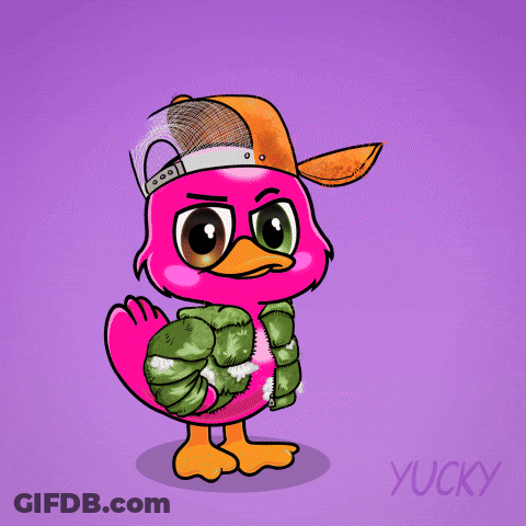 A Cartoon Duck Holding A Stop Sign That Says Not Today GIF
