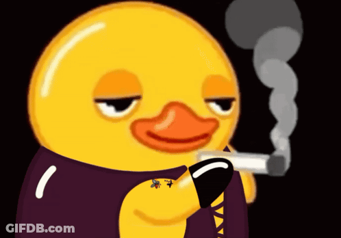 A Cartoon Duck Is Smoking A Cigarette With Smoke Coming Out Of His Mouth GIF