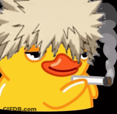 A Cartoon Duck Is Smoking A Cigarette With Smoke Coming Out Of Its Eyes . GIF