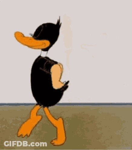 A Cartoon Duck Is Standing In Front Of A White Board GIF