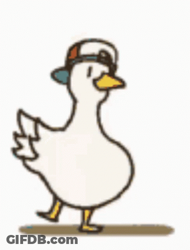 A Cartoon Duck Is Wearing A Hat And Goggles . GIF