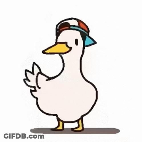 A Cartoon Duck Is Wearing A Hat And Sunglasses . GIF