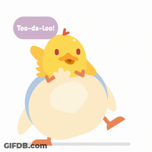 A Cartoon Duck Says Too-Da-Loo In A Speech Bubble GIF