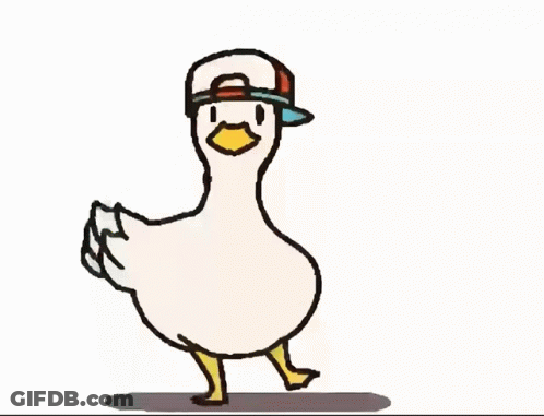 A Cartoon Duck Wearing A Baseball Cap And Goggles GIF