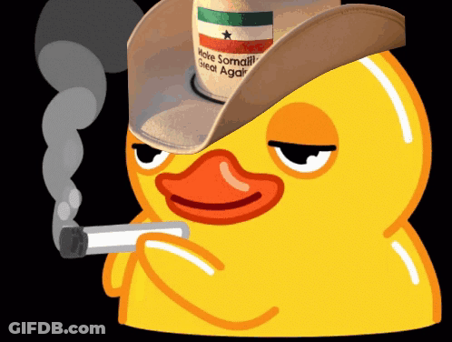 A Cartoon Duck Wearing A Cowboy Hat And Smoking GIF