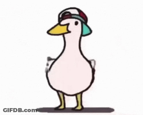 A Cartoon Duck Wearing A Hat And A Mask Is Walking . GIF