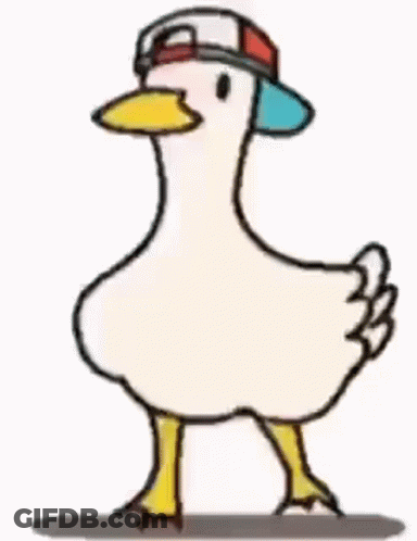 A Cartoon Duck Wearing A Hat And Sunglasses Is Walking . GIF