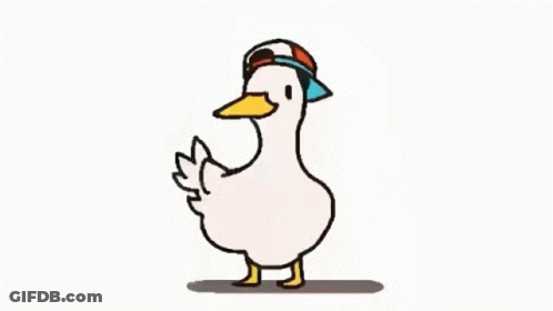 A Cartoon Duck Wearing A Hat Is Walking . GIF