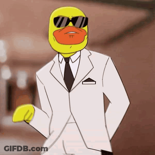 A Cartoon Duck Wearing Sunglasses And A Suit And Tie GIF