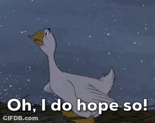 A Cartoon Duck With The Words Oh I Do Hope So GIF