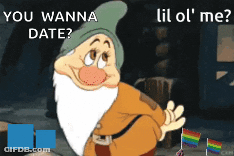 A Cartoon Dwarf With The Words You Wanna Date GIF