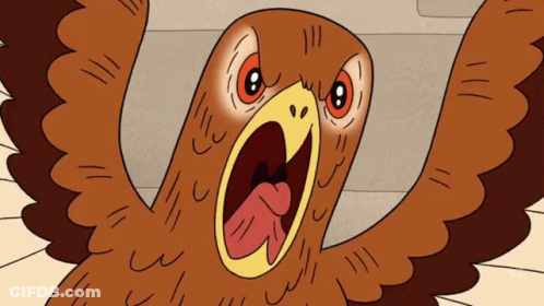 A Cartoon Eagle With Its Wings Spread And Its Mouth Open GIF