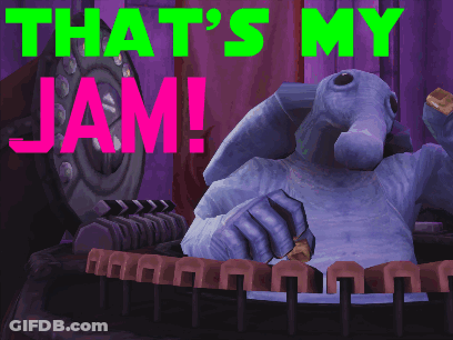 A Cartoon Elephant Is Playing A Piano And The Words That 'S My Jam Are Above Him GIF