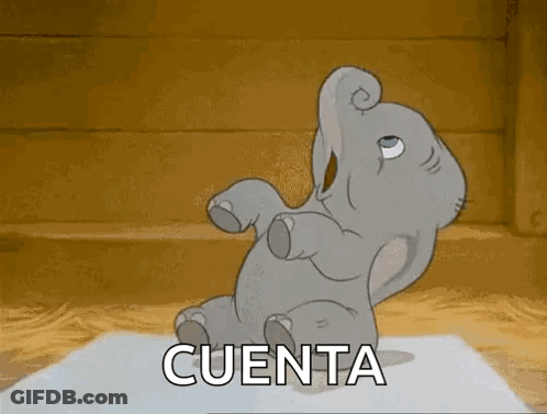 A Cartoon Elephant Is Sitting On Its Back On A Piece Of Paper With The Word Cuenta In Front Of It . GIF