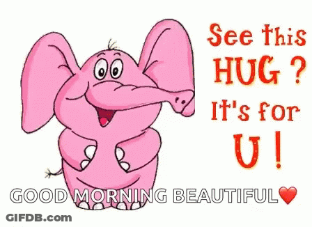 A Cartoon Elephant Says " See This Hug It 'S For U " GIF