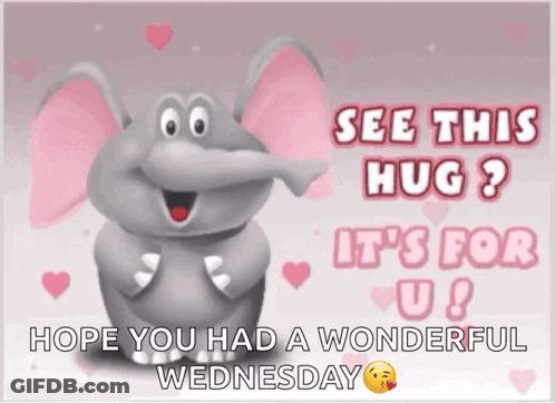 A Cartoon Elephant Says " See This Hug ? It 'S For U ! " GIF