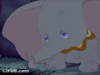 A Cartoon Elephant With A Tear Coming Out Of His Nose GIF
