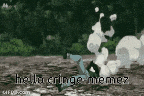 A Cartoon Explosion With The Words Hello Cringe-Memez Written On It GIF