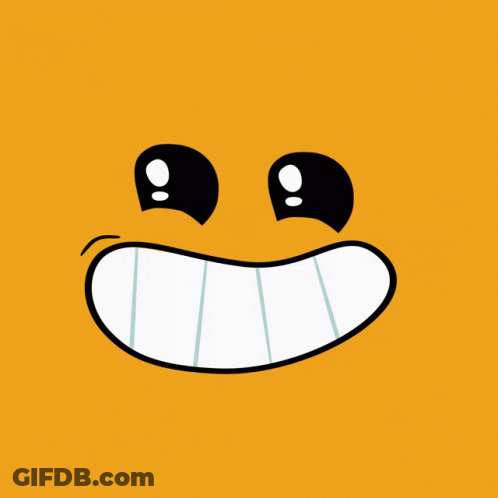 A Cartoon Face With A Big Smile And A Star Behind It GIF